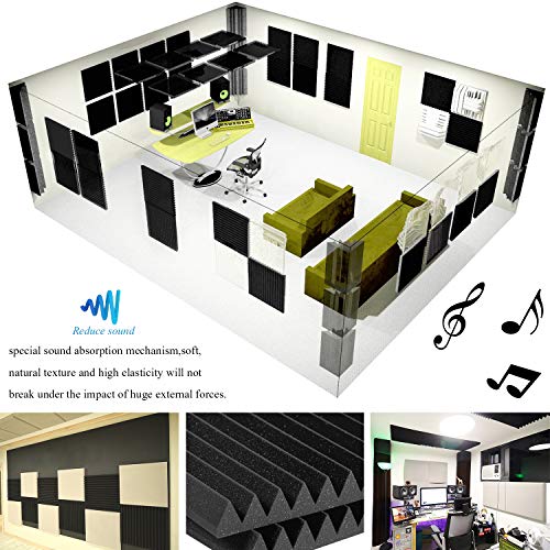Acoustic Panels Studio Foam Sound Proof Panels Nosie Dampening Foam Studio Music Equipment Acoustical Treatments Foam 12 Pack-12''12''1''