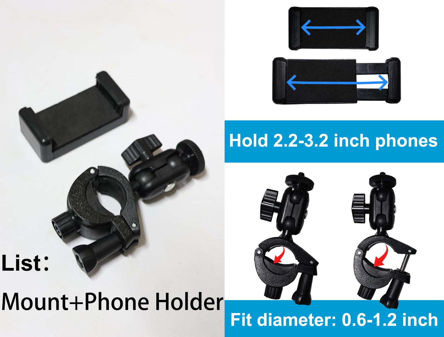Phone Holder for Mic Stand Clamp for Music Microphone Stand Smartphone Mount Multi Angle 360° Swivel