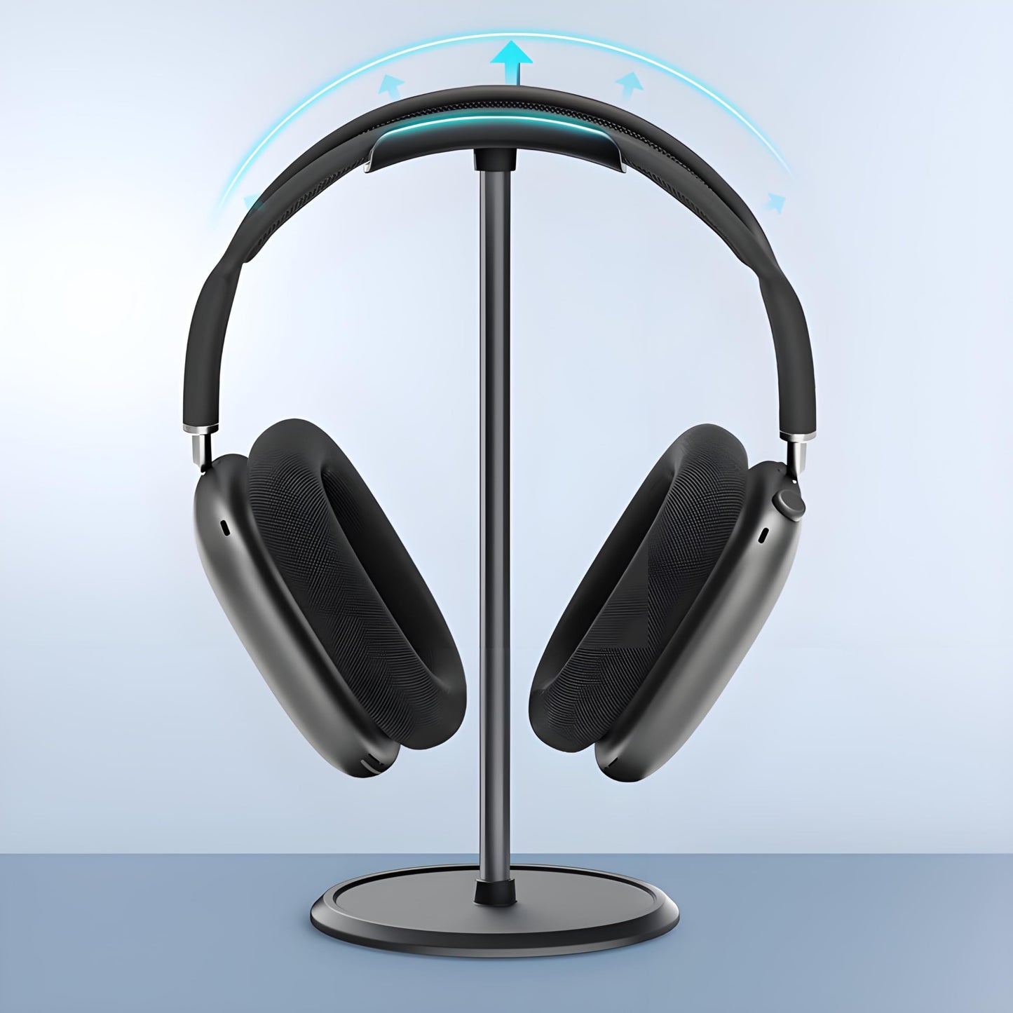 Premium Aluminium Alloy Headset Holder with Storage Tray - Heavy Base, 9.7" Tall, Compatible with AirPod Max & Gaming Headphones (Silver)