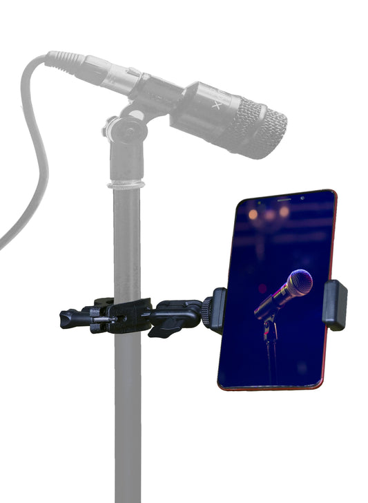 Phone Holder for Mic Stand Clamp for Music Microphone Stand Smartphone Mount Multi Angle 360° Swivel