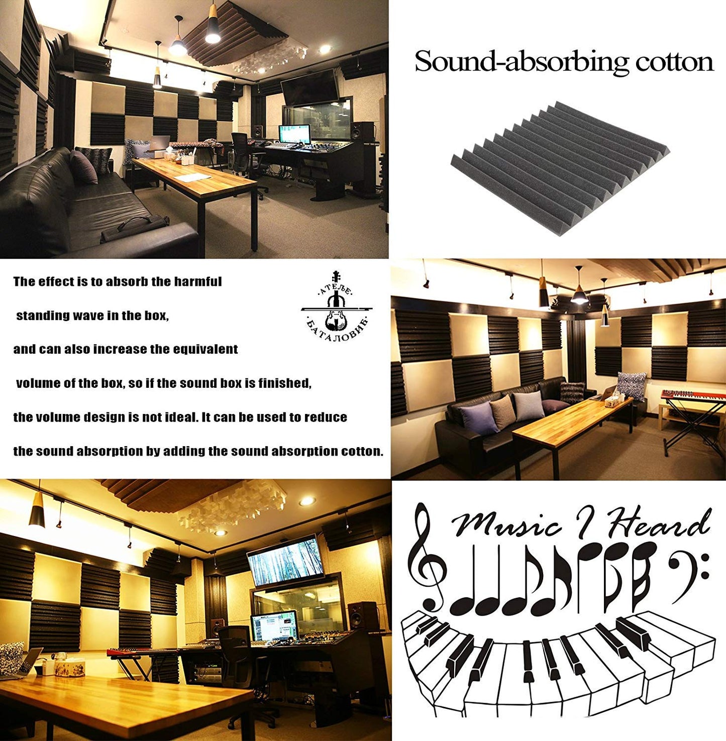 Acoustic Panels Studio Foam Sound Proof Panels Nosie Dampening Foam Studio Music Equipment Acoustical Treatments Foam 12 Pack-12''12''1''