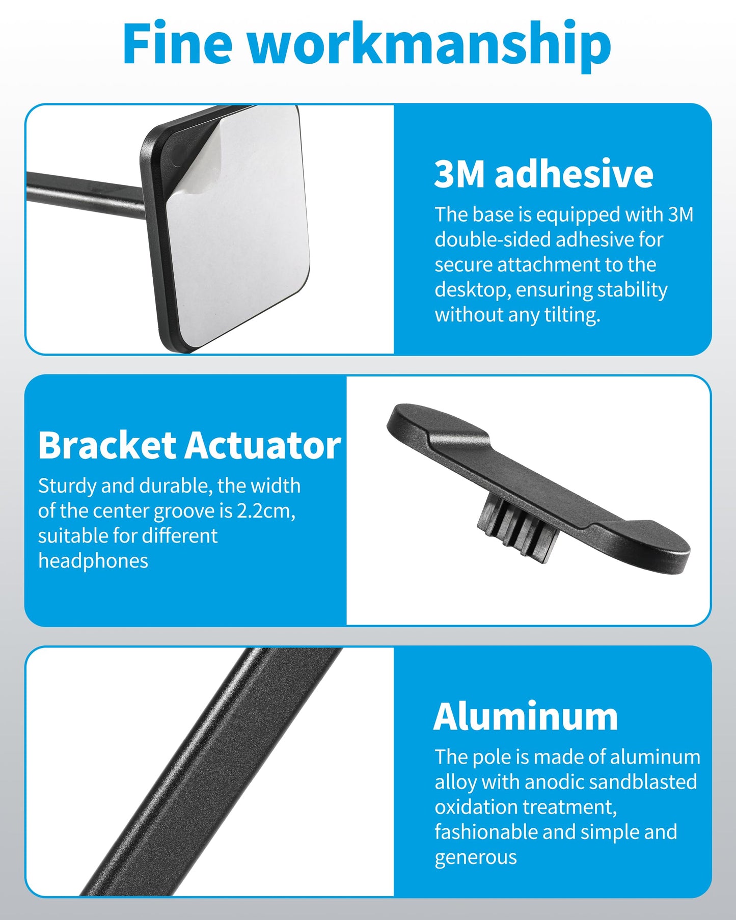 Premium Aluminium Alloy Headset Holder with Storage Tray - Heavy Base, 9.7" Tall, Compatible with AirPod Max & Gaming Headphones (Silver)